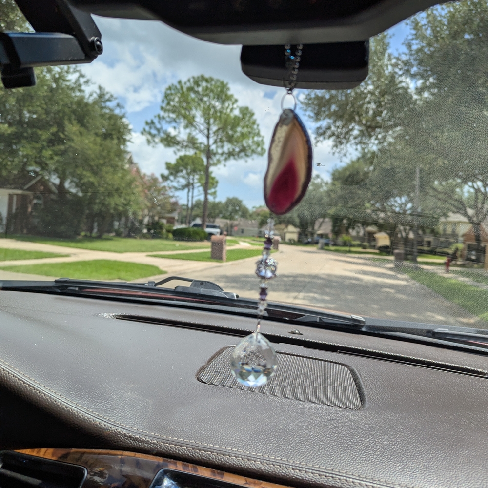2 Light Catchers Geode Suncatcher Crystal Prism Rear Mirror Ornament Mom Gift - Picture 6 of 6